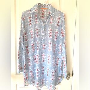 NWOT Oliphant Blue, Orange, and White Cotton Tunic in Medium
